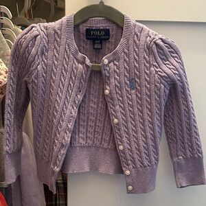 Polo by Ralph Lauren Kids Lavender Cable Knit Cardigan